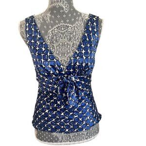 Nine West Sleeveless Blouse Camisole Tank Top Women's Blue/White Size 8